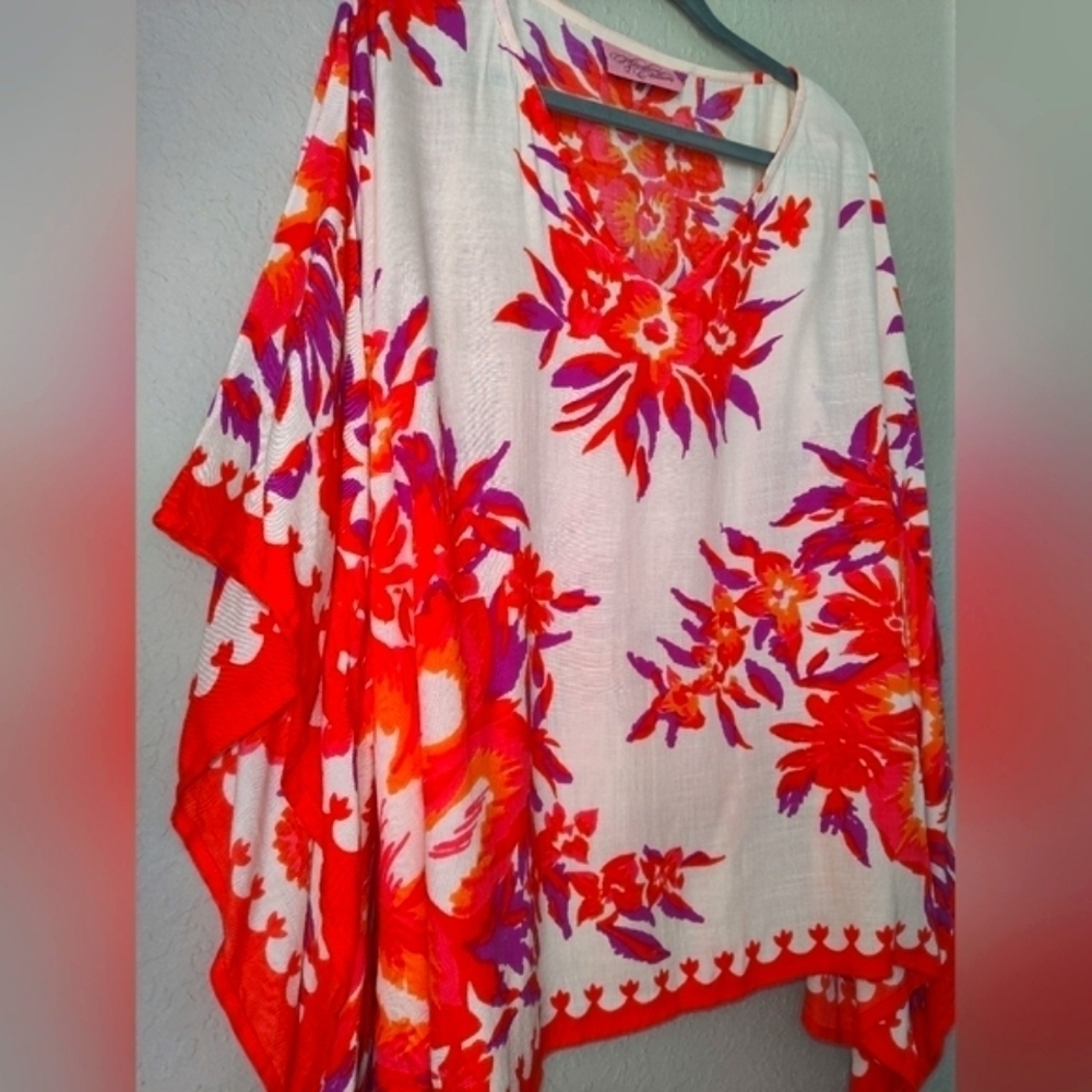 Theodora Callum Top Women One Size plus Hippie Blouse Floral - Picture 3 of 6